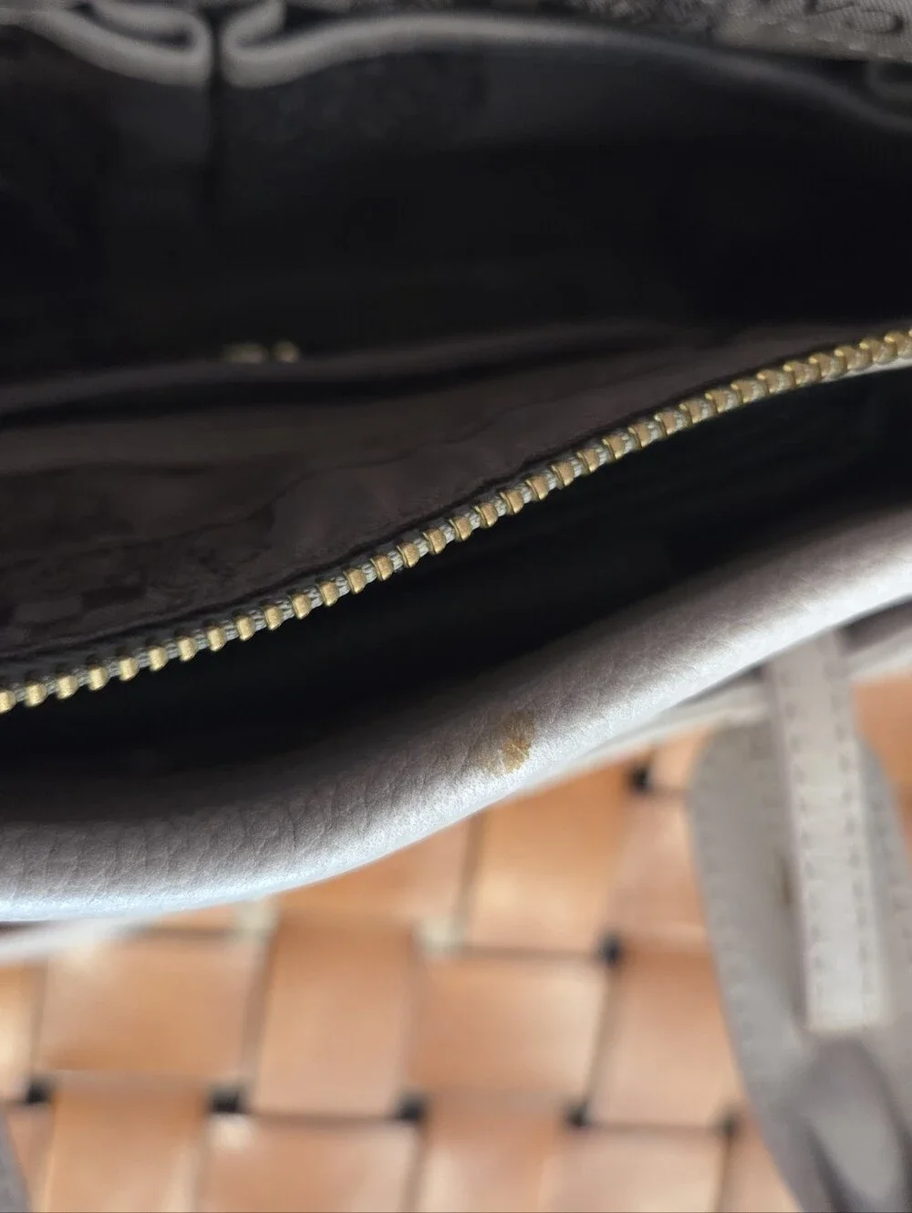 Leather Satchel Handbag in Light Taupe